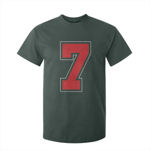 Number 7 T Shirt For Kid Fan Varsity Sports Team 67 Jersey Number TS11 Dark Forest Green Print Your Wear
