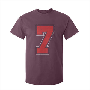 Number 7 T Shirt For Kid Fan Varsity Sports Team 67 Jersey Number TS11 Maroon Print Your Wear