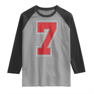 Number 7 Raglan Shirt Fan Varsity Sports Team 67 Jersey Number TS11 Sport Gray Black Print Your Wear