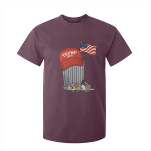 Funny Trump Garbage 2024 T Shirt For Kid Vintage Trash Bin American Flag TS11 Maroon Print Your Wear