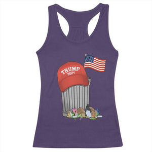 Funny Trump Garbage 2024 Racerback Tank Top Vintage Trash Bin American Flag TS11 Purple Print Your Wear
