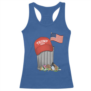 Funny Trump Garbage 2024 Racerback Tank Top Vintage Trash Bin American Flag TS11 Royal Blue Print Your Wear