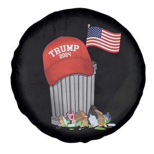 Funny Trump Garbage 2024 Spare Tire Cover Vintage Trash Bin American Flag TS11 Print Your Wear