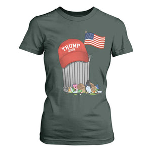 Funny Trump Garbage 2024 T Shirt For Women Vintage Trash Bin American Flag TS11 Dark Forest Green Print Your Wear