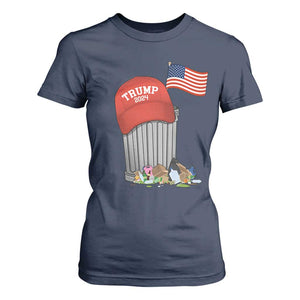 Funny Trump Garbage 2024 T Shirt For Women Vintage Trash Bin American Flag TS11 Navy Print Your Wear