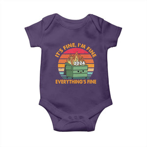 Funny It's Fine I'm Everything Is Fine 2024 Baby Onesie Cute Vintage Lil Dumpster Fire TS11 Purple Print Your Wear