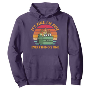 Funny It's Fine I'm Everything Is Fine 2024 Hoodie Cute Vintage Lil Dumpster Fire TS11 Purple Print Your Wear