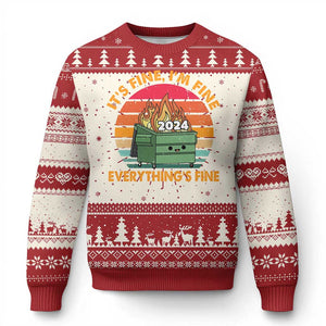 Funny It's Fine I'm Everything Is Fine 2024 Ugly Christmas Sweater Cute Vintage Lil Dumpster Fire TS11 Red Print Your Wear