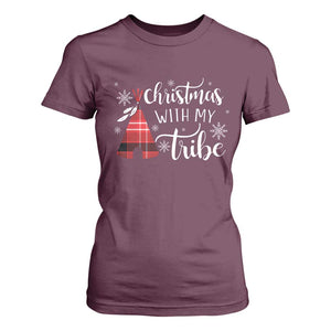 Funny Christmas Native American T Shirt For Women Christmas With My Tribes TS11 Maroon Print Your Wear