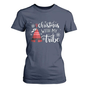 Funny Christmas Native American T Shirt For Women Christmas With My Tribes TS11 Navy Print Your Wear