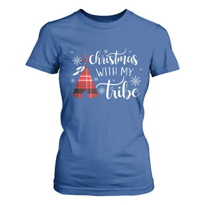 Funny Christmas Native American T Shirt For Women Christmas With My Tribes TS11 Royal Blue Print Your Wear