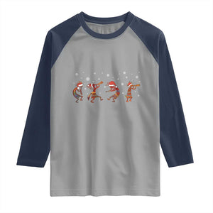 Funny Christmas Native American Raglan Shirt Santa Kokopeli Snowflake TS11 Sport Gray Navy Print Your Wear