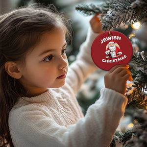 Funny Jewish Xmas Christmas Ornament Santa Is Eating Chinese Food Hanukkah Hebrew TS11 Print Your Wear