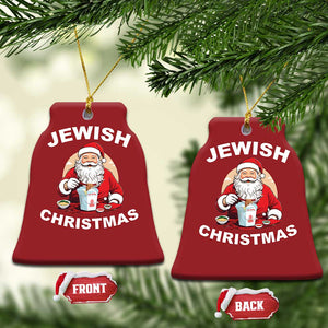 Funny Jewish Xmas Christmas Ornament Santa Is Eating Chinese Food Hanukkah Hebrew TS11 Bell Flake Red Print Your Wear