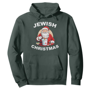 Funny Jewish Christmas Hoodie Santa Is Eating Chinese Food Hanukkah Hebrew TS11 Dark Forest Green Print Your Wear