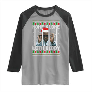Funny Dirty Santa Diddy Christmas Raglan Shirt Home Alone With Diddy TS11 Sport Gray Black Print Your Wear