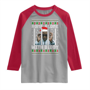 Funny Dirty Santa Diddy Christmas Raglan Shirt Home Alone With Diddy TS11 Sport Gray Red Print Your Wear
