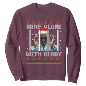 Funny Dirty Santa Diddy Christmas Sweatshirt Home Alone With Diddy TS11 Maroon Print Your Wear