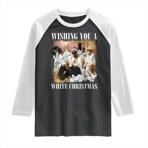 Funny Dirty Santa Diddy Christmas Raglan Shirt Wishing You A White Christmas Santa Hat TS11 Black White Print Your Wear