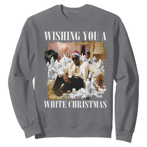 Funny Dirty Santa Diddy Christmas Sweatshirt Wishing You A White Christmas Santa Hat TS11 Charcoal Print Your Wear