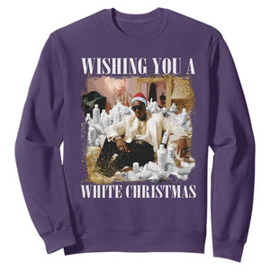 Funny Dirty Santa Diddy Christmas Sweatshirt Wishing You A White Christmas Santa Hat TS11 Purple Print Your Wear