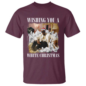 Funny Dirty Santa Diddy Christmas T Shirt Wishing You A White Christmas Santa Hat TS11 Maroon Print Your Wear