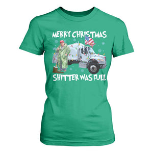 Funny Trump Christmas T Shirt For Women Merry Christmas Shitter Was Full Garbage Truck TS11 Irish Green Print Your Wear