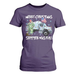 Funny Trump Christmas T Shirt For Women Merry Christmas Shitter Was Full Garbage Truck TS11 Purple Print Your Wear