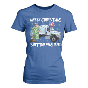 Funny Trump Christmas T Shirt For Women Merry Christmas Shitter Was Full Garbage Truck TS11 Royal Blue Print Your Wear