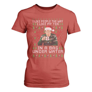 Funny Christmas Crime Drama T Shirt For Women I Like People The Way I Like My Tea In A Bag Under Water TS11 Red Print Your Wear