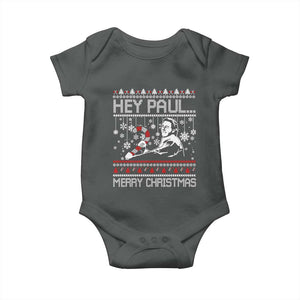 Funny Christmas Psycho Baby Onesie Hey Paul Merry Christmas Serrial Killer Movie TS11 Dark Heather Print Your Wear