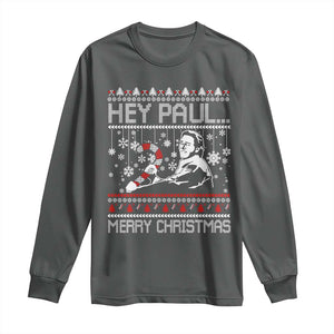 Funny Christmas Psycho Long Sleeve Shirt Hey Paul Merry Christmas Serrial Killer Movie TS11 Dark Heather Print Your Wear