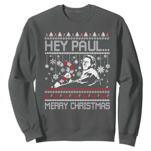 Funny Christmas Psycho Sweatshirt Hey Paul Merry Christmas Serrial Killer Movie TS11 Dark Heather Print Your Wear