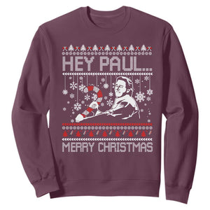 Funny Christmas Psycho Sweatshirt Hey Paul Merry Christmas Serrial Killer Movie TS11 Maroon Print Your Wear