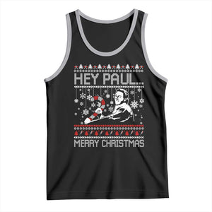 Funny Christmas Psycho Tank Top Hey Paul Merry Christmas Serrial Killer Movie TS11 Black Athletic Heather Print Your Wear