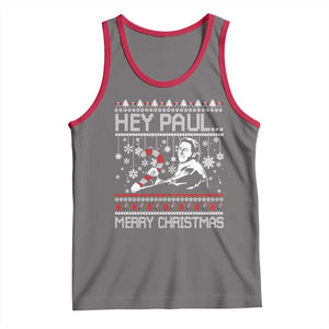 Funny Christmas Psycho Tank Top Hey Paul Merry Christmas Serrial Killer Movie TS11 Deep Heather Red Print Your Wear