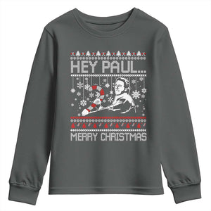 Funny Christmas Psycho Youth Sweatshirt Hey Paul Merry Christmas Serrial Killer Movie TS11 Dark Heather Print Your Wear