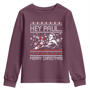 Funny Christmas Psycho Youth Sweatshirt Hey Paul Merry Christmas Serrial Killer Movie TS11 Maroon Print Your Wear