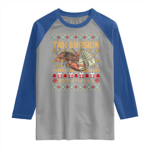 Tax Evasion Lobster Christmas Raglan Shirt Funny Sarcasm Oddly Specific Meme TS11 Sport Gray Royal Print Your Wear