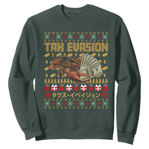 Tax Evasion Lobster Christmas Sweatshirt Funny Sarcasm Oddly Specific Meme TS11 Dark Forest Green Print Your Wear