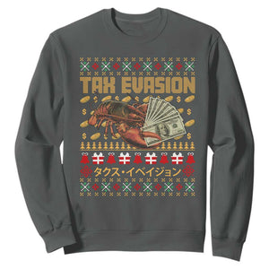 Tax Evasion Lobster Christmas Sweatshirt Funny Sarcasm Oddly Specific Meme TS11 Dark Heather Print Your Wear