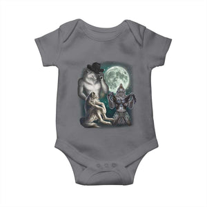 Funny Three Alpha Wolf Howling Moon Baby Onesie Weird Cringe Werewolf Meme TS11 Charcoal Print Your Wear