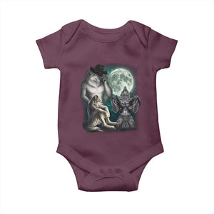 Funny Three Alpha Wolf Howling Moon Baby Onesie Weird Cringe Werewolf Meme TS11 Maroon Print Your Wear