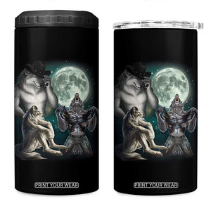 Funny Three Alpha Wolf Howling Moon 4 in 1 Can Cooler Tumbler Weird Cringe Werewolf Meme TS11 One Size: 16 oz Black Print Your Wear