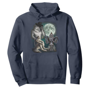 Funny Three Alpha Wolf Howling Moon Hoodie Weird Cringe Werewolf Meme TS11 Navy Print Your Wear