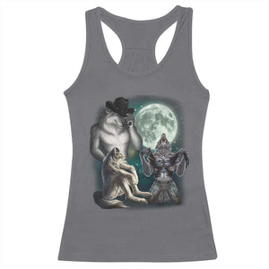 Funny Three Alpha Wolf Howling Moon Racerback Tank Top Weird Cringe Werewolf Meme TS11 Charcoal Print Your Wear