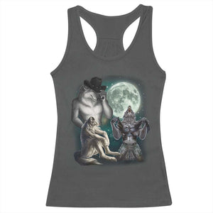 Funny Three Alpha Wolf Howling Moon Racerback Tank Top Weird Cringe Werewolf Meme TS11 Dark Heather Print Your Wear