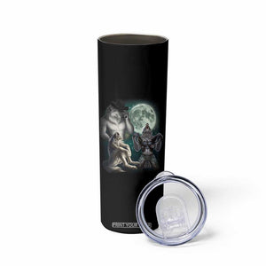 Funny Three Alpha Wolf Howling Moon Skinny Tumbler Weird Cringe Werewolf Meme TS11 Print Your Wear