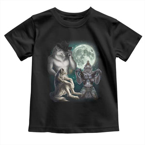 Funny Three Alpha Wolf Howling Moon Toddler T Shirt Weird Cringe Werewolf Meme TS11 Black Print Your Wear