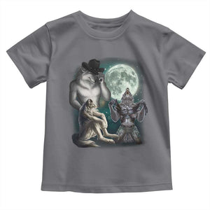 Funny Three Alpha Wolf Howling Moon Toddler T Shirt Weird Cringe Werewolf Meme TS11 Charcoal Print Your Wear